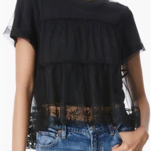 ALICE + OLIVIA Dreema Tiered Lace Tee -  Large